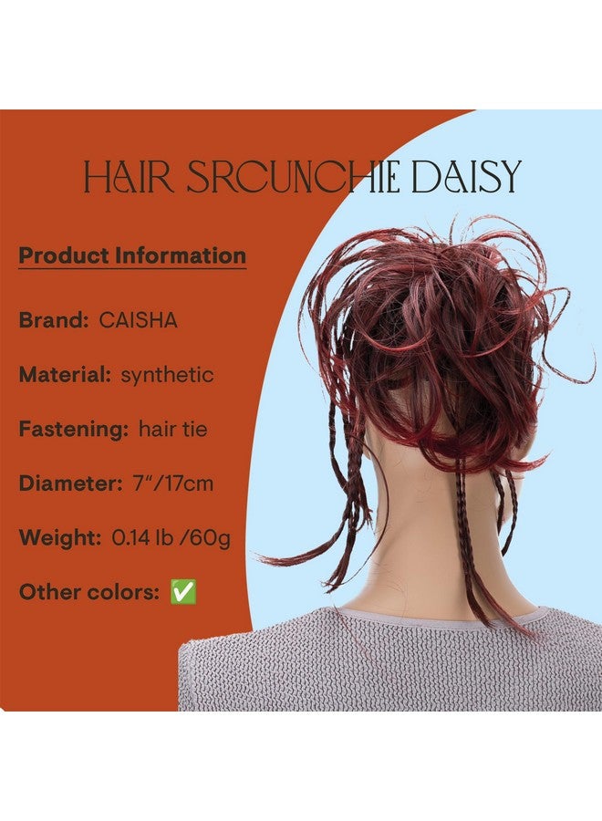 كايشا قطعة شعر جامبو سكرانشي مضفر أوبدو مموجة وفوضوية، مزيج أحمر G9D - Image 2