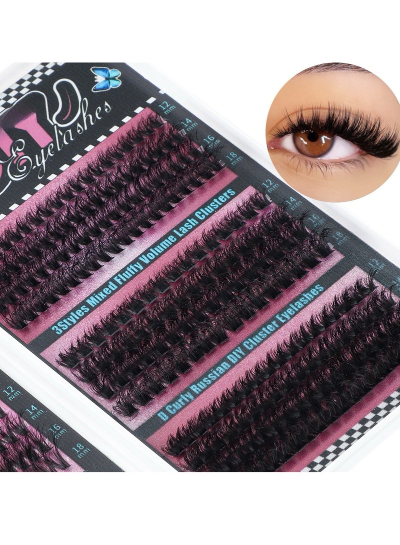 جوسكوين 6 أنماط مجموعة تمديد رموش DIY تشمل 456 مجموعة، رموش فردية مختلطة بطول 12-18 ملم، مجموعة رموش شخصية بتجعيد طبيعي، رموش زائفة مقسمة، رموش كثيفة - Image 5