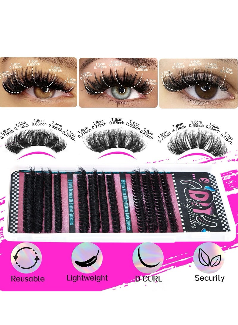 جوسكوين 6 أنماط مجموعة تمديد رموش DIY تشمل 456 مجموعة، رموش فردية مختلطة بطول 12-18 ملم، مجموعة رموش شخصية بتجعيد طبيعي، رموش زائفة مقسمة، رموش كثيفة - Image 4