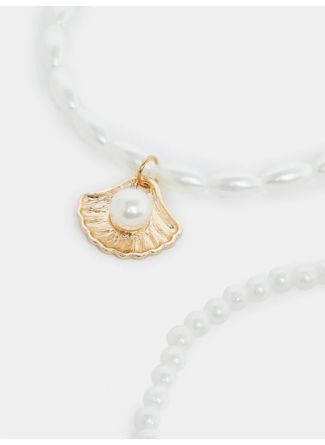 ستايلي Styli Set of 2 - Shell Drop Accent Anklet