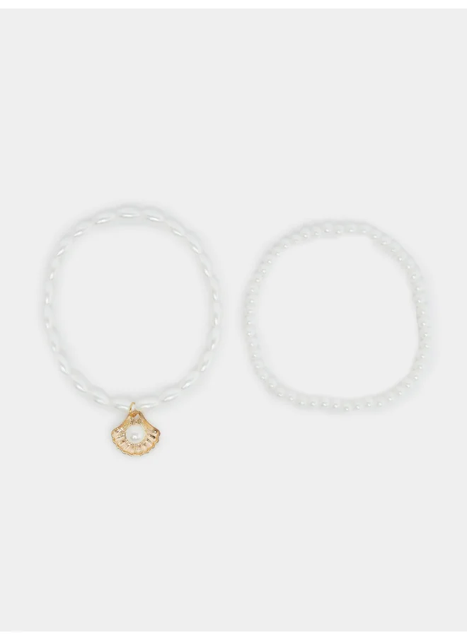 ستايلي Styli Set of 2 - Shell Drop Accent Anklet