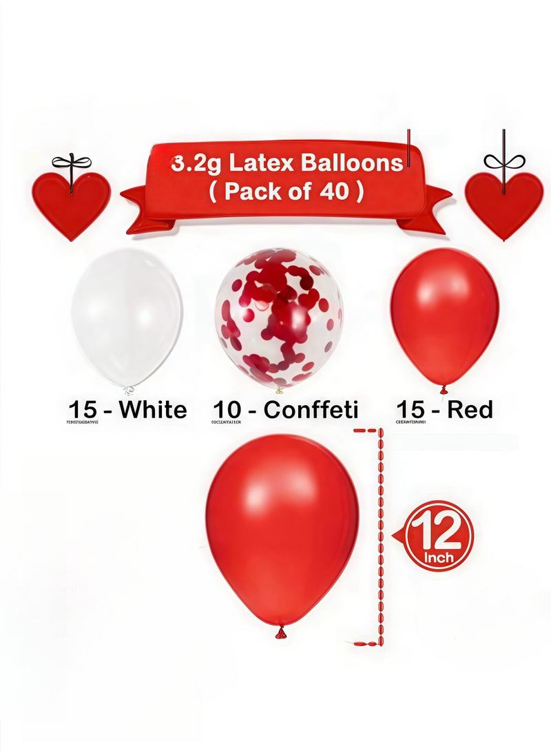 Hi Moon Red White Confetti Balloons for Birthday Decorations Pack of 50  - Image 2