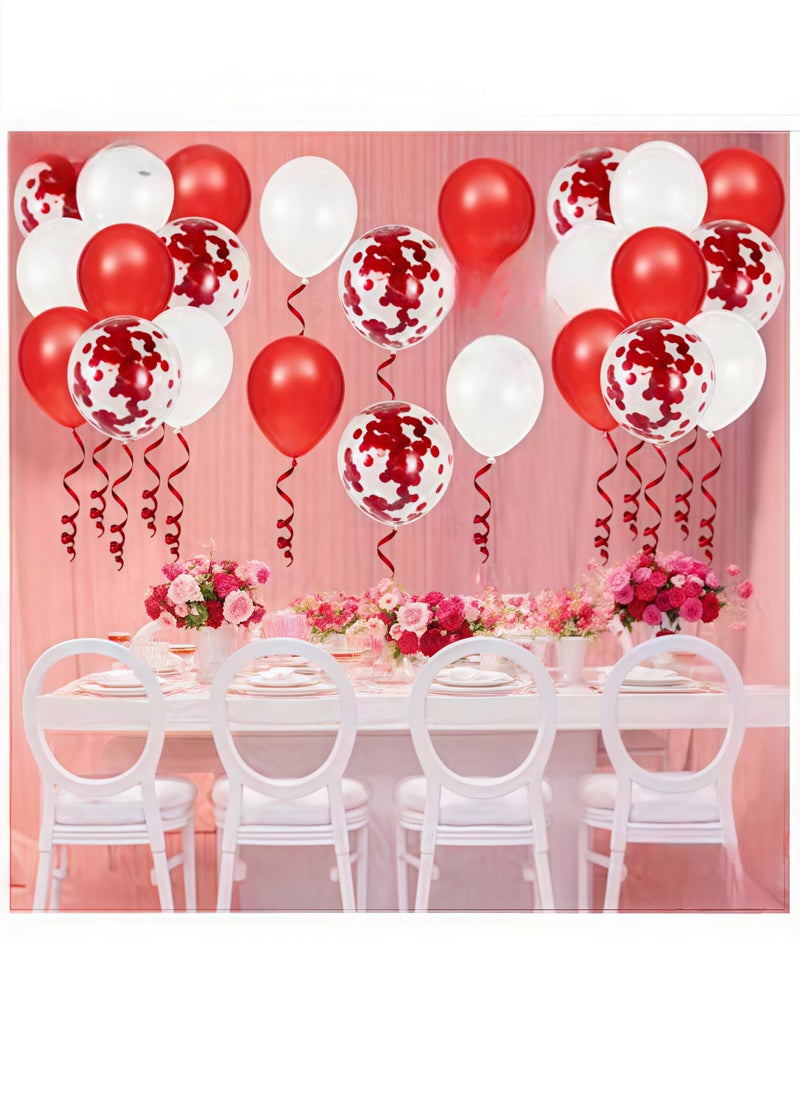 Hi Moon Red White Confetti Balloons for Birthday Decorations Pack of 50  - Image 3