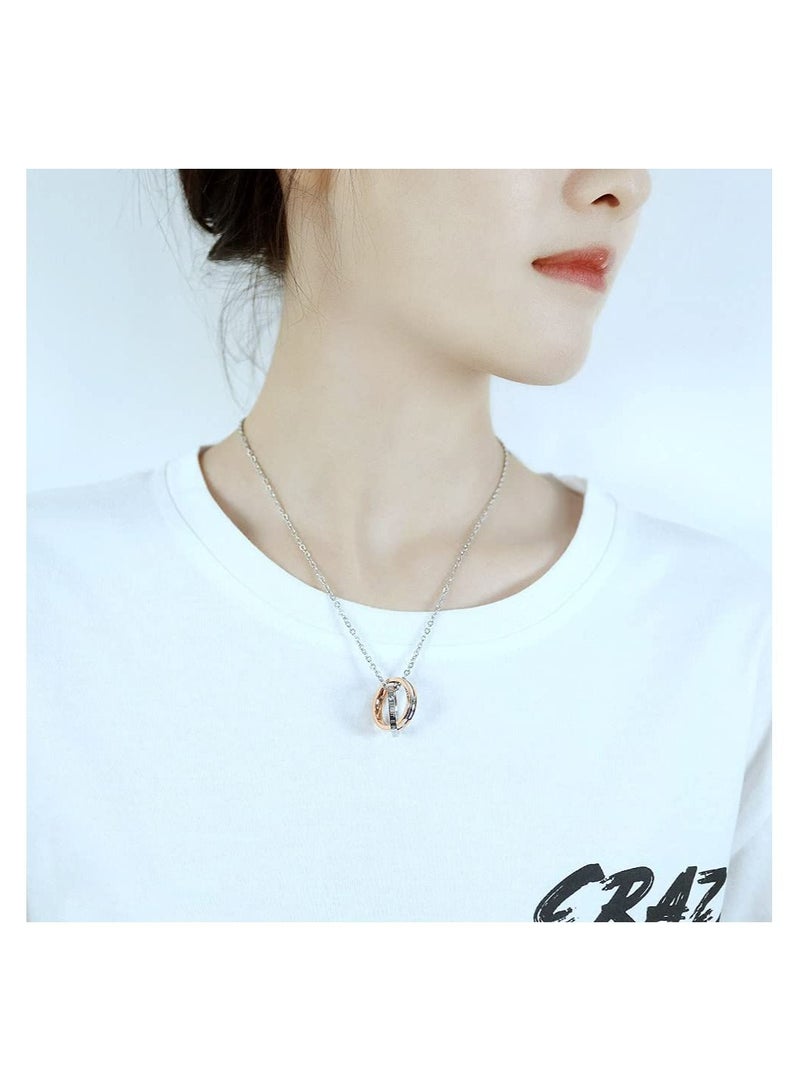 سيوسي قلادة متطابقة للأزواج من التيتانيوم وعد الحب قلادات متدلية من الفولاذ المقاوم للصدأ له ، مجموعة مجوهراتها هدايا للذكرى السنوية - Image 3