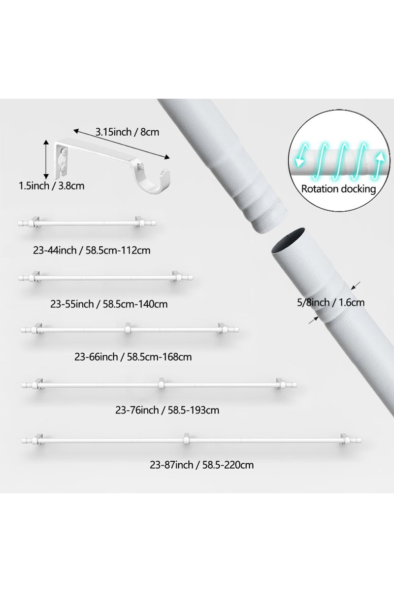 إيروريكس قضبان ستائر بيضاء بسيطة وعملية، مناسبة للنوافذ من 23 إلى 80 بوصة، متينة وقوية. - Image 3