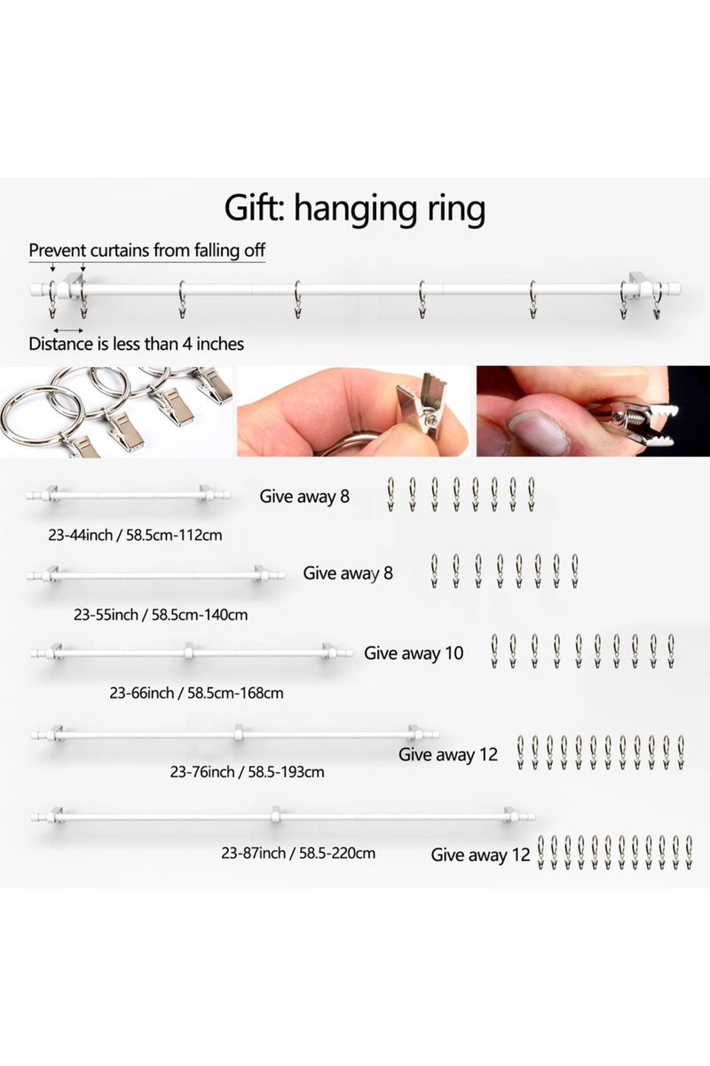 إيروريكس قضبان ستائر بيضاء بسيطة وعملية، مناسبة للنوافذ من 23 إلى 80 بوصة، متينة وقوية. - Image 2