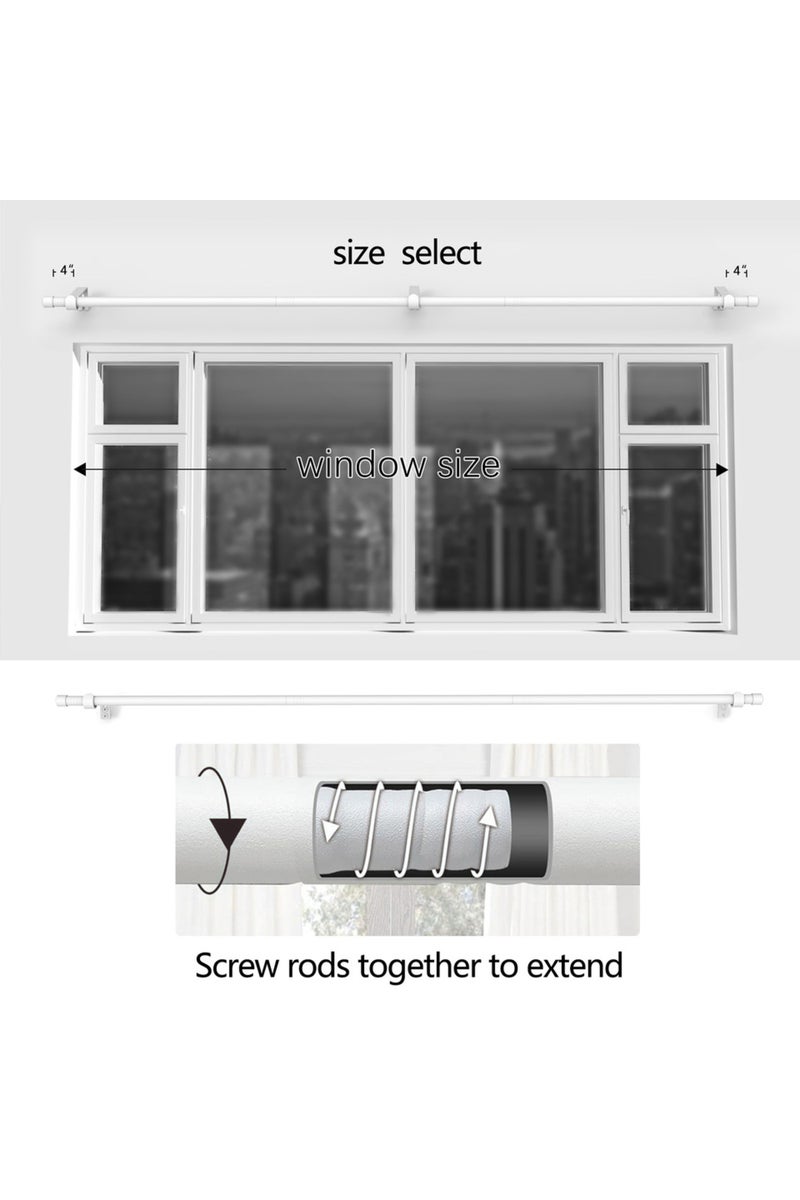 إيروريكس قضبان ستائر بيضاء بسيطة وعملية، مناسبة للنوافذ من 23 إلى 80 بوصة، متينة وقوية. - Image 5