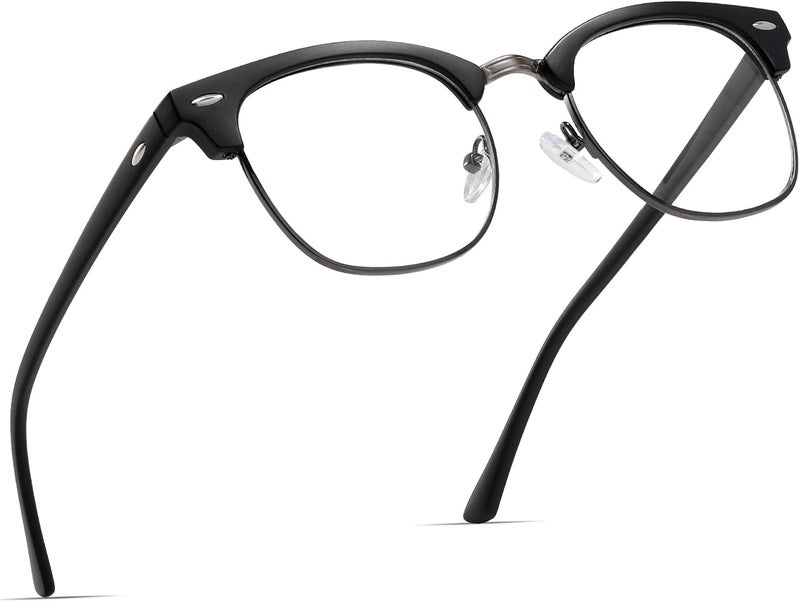 AOMASTE Store Blue Light Blocking Glasses Vintage Half Frame UV Clear Lens Anti Eyestrain Computer Gaming Glasses for Women Men(P47) - Image 1