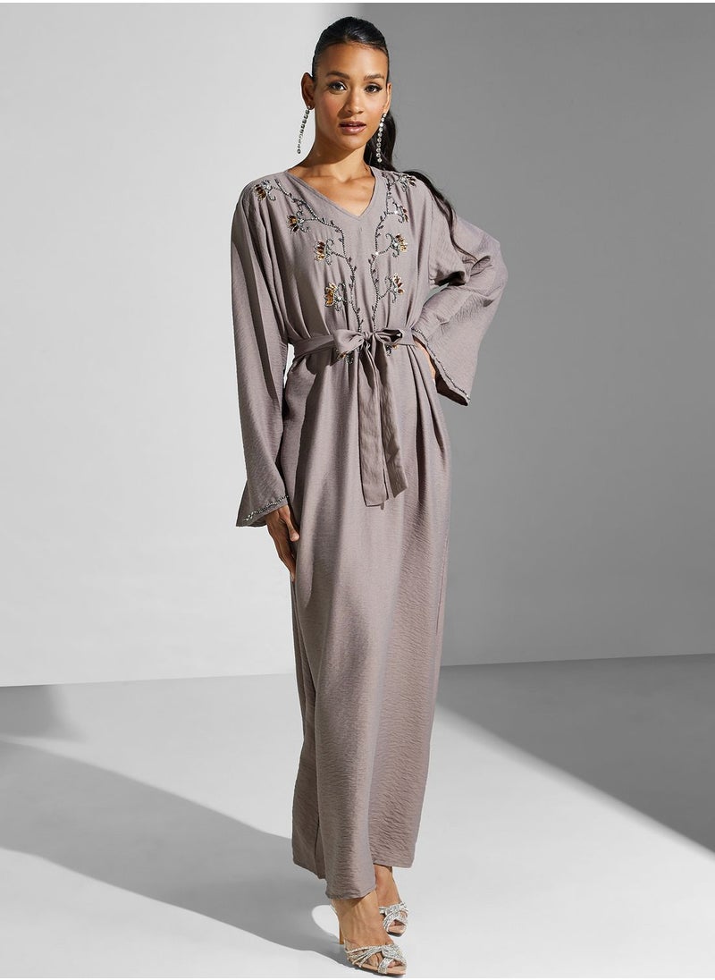 hayas closet - Embellished Belted Jalabiya - Image 1