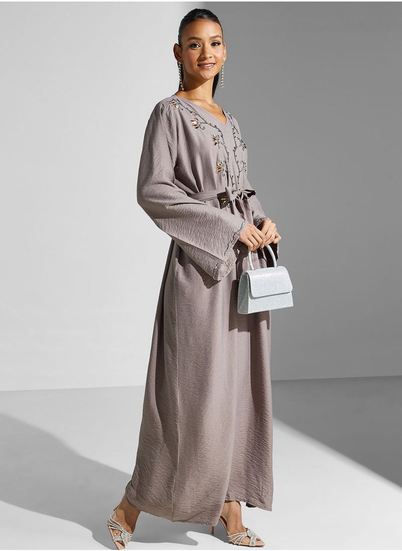 hayas closet - Embellished Belted Jalabiya - Image 1