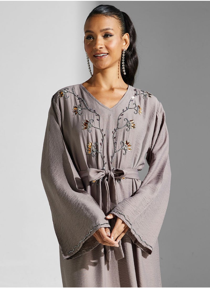 hayas closet - Embellished Belted Jalabiya - Image 1