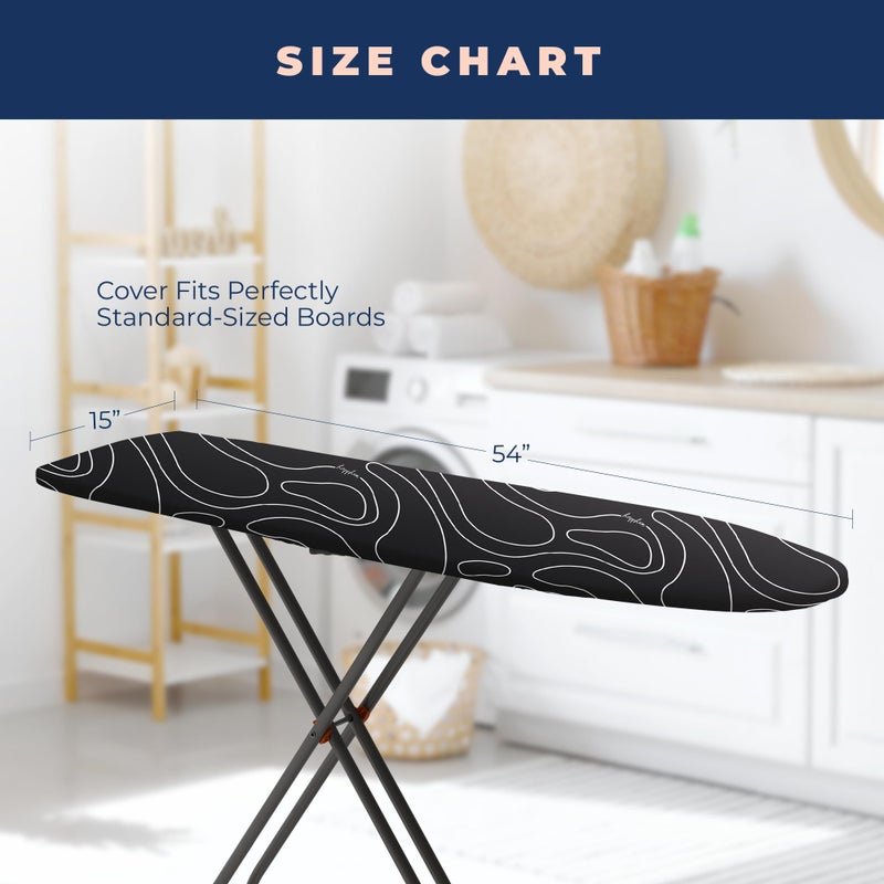 happhom Ironing Board Cover and Pad Extra Thick Heavy Duty Padded Multiple Layers, Silver Coated Ironing Board Cover, Non Stick Scorch and Stain Resistant Standard Size 15x54 with Elasticized Edges (Black) - Image 5