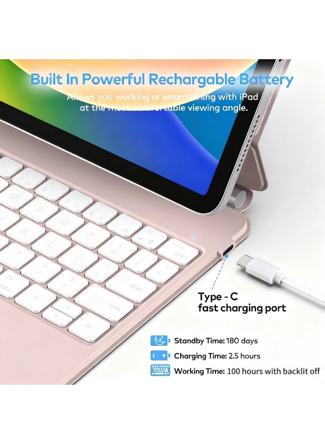 ZetRA Magnetic Keyboard Case for iPad 11 inch (A16, 2025) / iPad 10th Generation 10.9" (2022), Magnetic Keyboard for iPad 11th / 10th, Multi-Touch Trackpad, 7 Colors Backlit Keys, Magnetic Floating Stand - Image 4