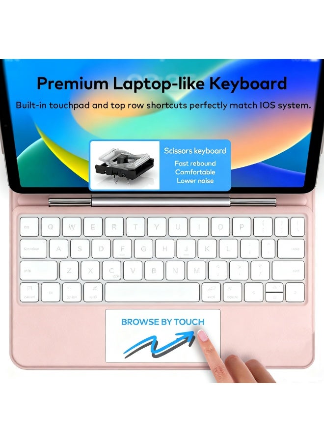 ZetRA Magnetic Keyboard Case for iPad 11 inch (A16, 2025) / iPad 10th Generation 10.9" (2022), Magnetic Keyboard for iPad 11th / 10th, Multi-Touch Trackpad, 7 Colors Backlit Keys, Magnetic Floating Stand - Image 3