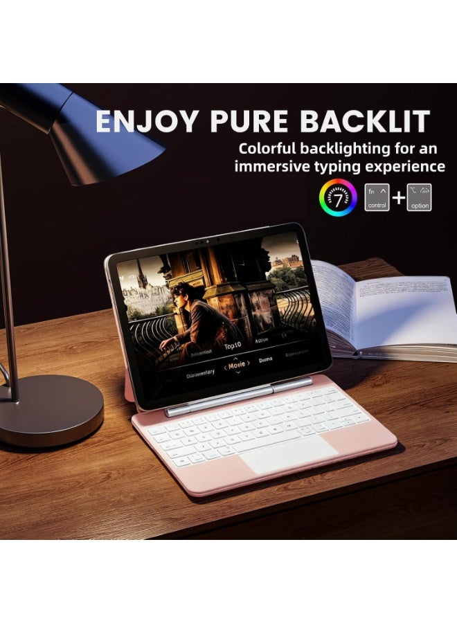 ZetRA Magnetic Keyboard Case for iPad 11 inch (A16, 2025) / iPad 10th Generation 10.9" (2022), Magnetic Keyboard for iPad 11th / 10th, Multi-Touch Trackpad, 7 Colors Backlit Keys, Magnetic Floating Stand - Image 5