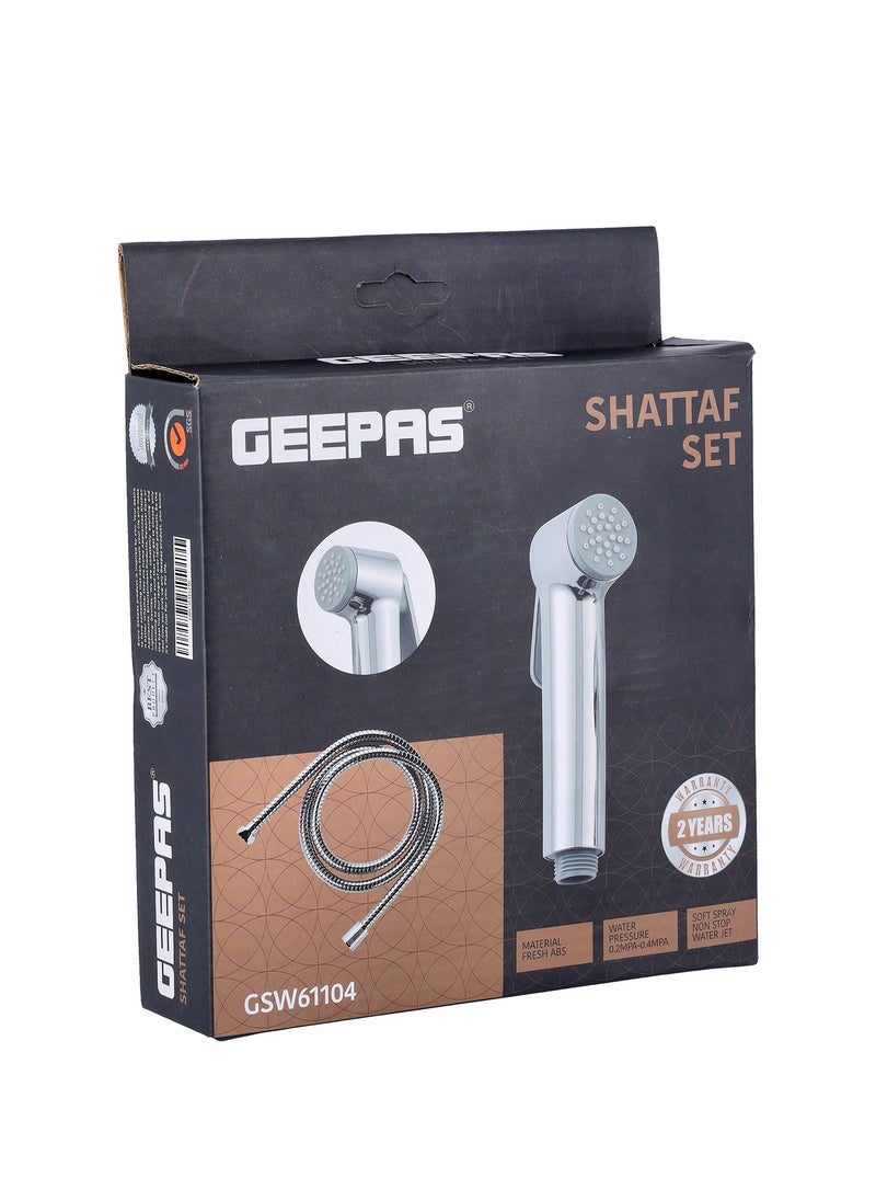 GEEPAS - Geepas Chrome Shattaf Set- GSW61104| Soft Spray, Non-Stop Water Jet With Easy to use Mechanism| High-Quality ABS Material And High Grade Chrome, 1/2" Standard Connector| For Bathroom Use| Silver - Image 1