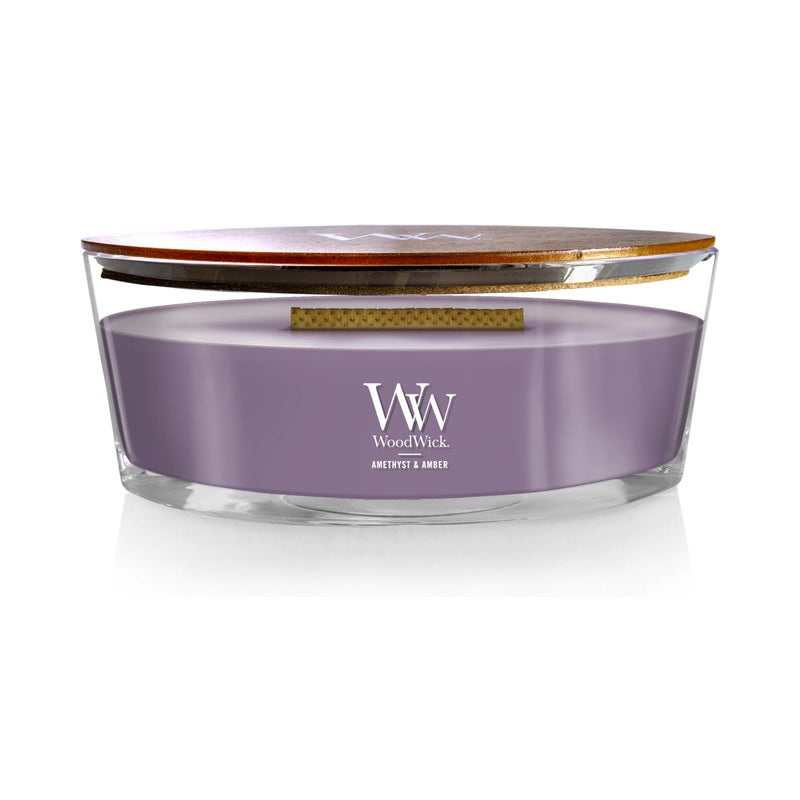 WoodWick Amethyst  Amber Scented Ellipse Candle Crackles as it Burns Up to 50 hrs Burn time 16oz