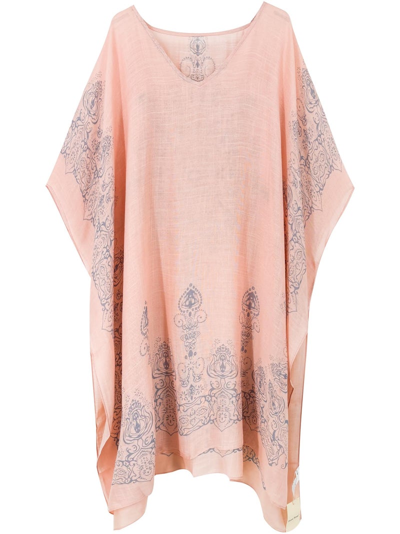 Moss Rose Caftan for Women Beach Cover up Swimsuit Kimono Cardigan with Bohemian Floral Print - Image 2