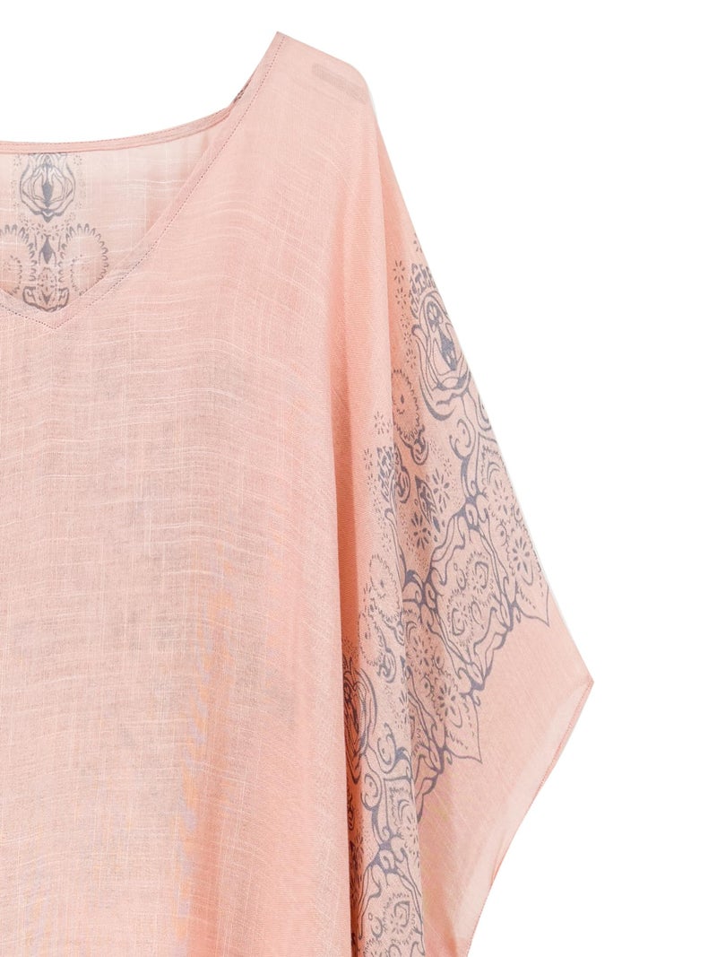 Moss Rose Caftan for Women Beach Cover up Swimsuit Kimono Cardigan with Bohemian Floral Print - Image 4