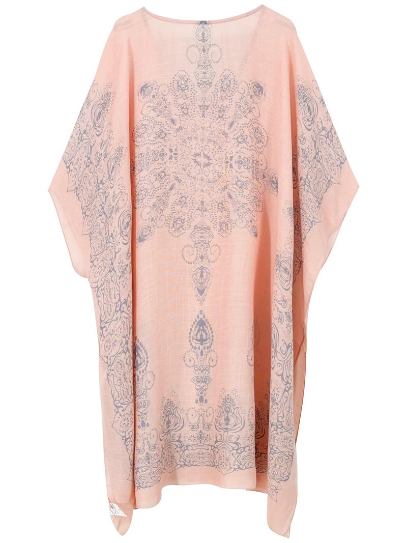 Moss Rose Caftan for Women Beach Cover up Swimsuit Kimono Cardigan with Bohemian Floral Print - Image 3