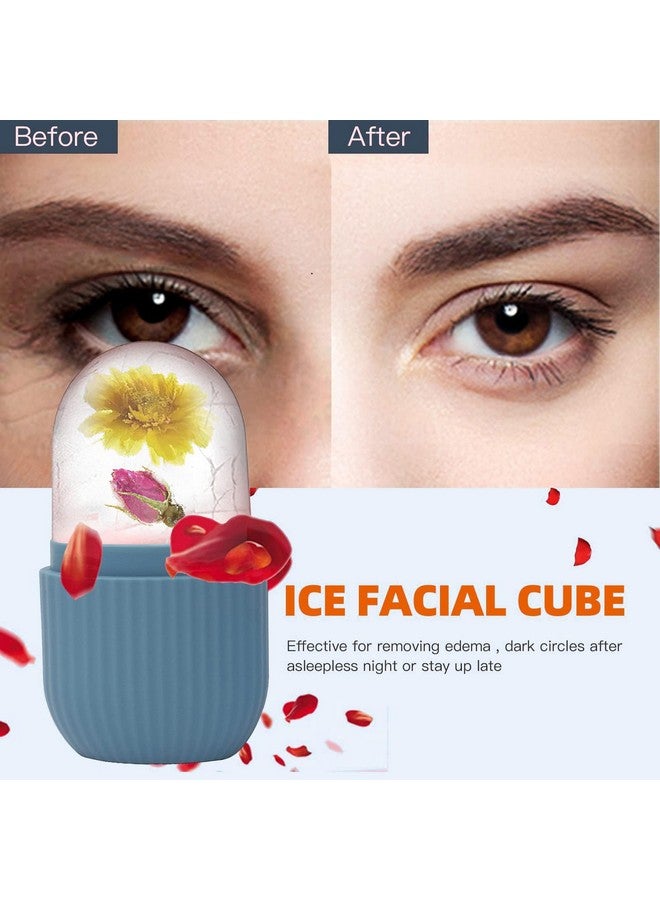 SEYOS Ice Roller for Face and Eye, Reusable Silicone Ice Facial Roller Ice Holder, Face Ice Mold Skin Care, Ice Cube Roller for Shrink Pores Anti-Wrinkle Reduce Puffiness, Black (Blue) - Image 2
