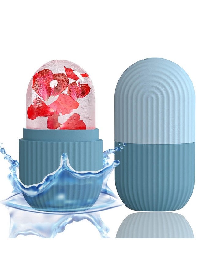 SEYOS Ice Roller for Face and Eye, Reusable Silicone Ice Facial Roller Ice Holder, Face Ice Mold Skin Care, Ice Cube Roller for Shrink Pores Anti-Wrinkle Reduce Puffiness, Black (Blue) - Image 1