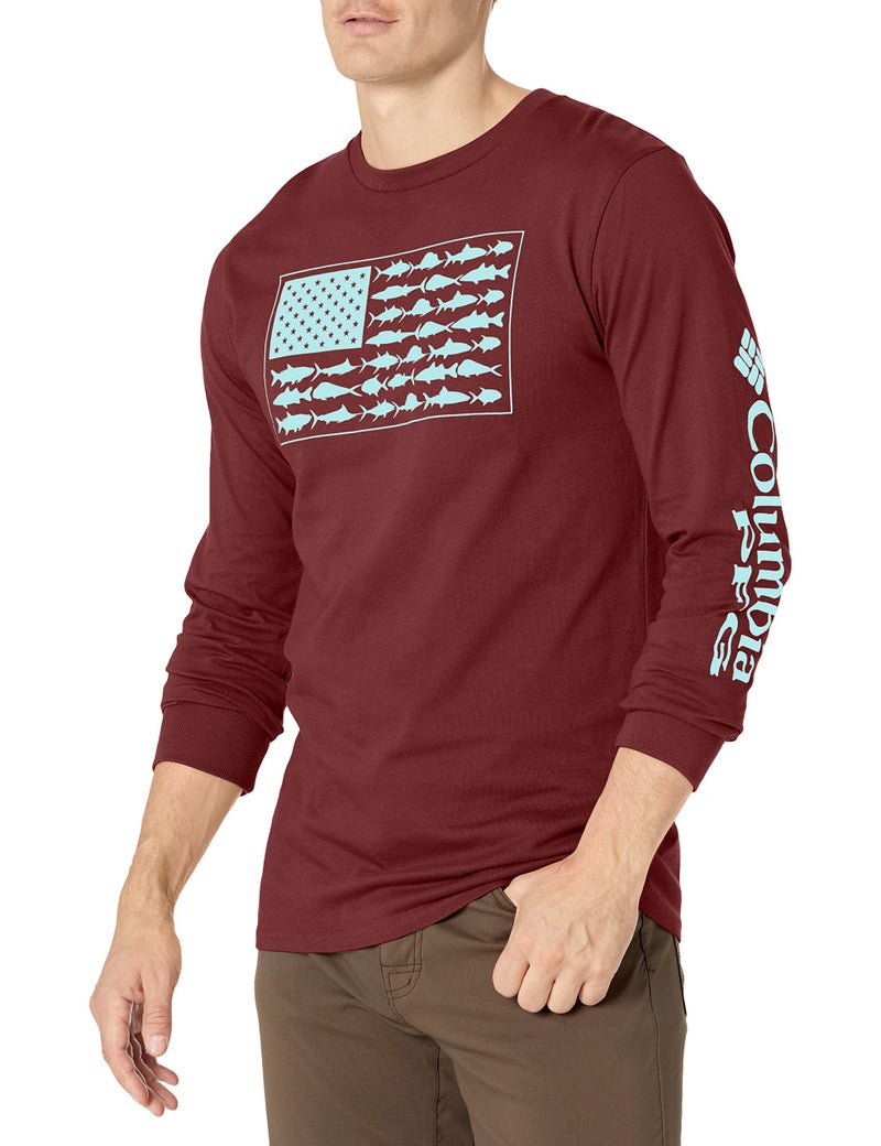 Columbia Mens Long Sleeve Tee Shirt Columbia Outdoors Fishing Camping Hiking T Shirt Rich Wine with Gulfstream XLarge US - Image 2
