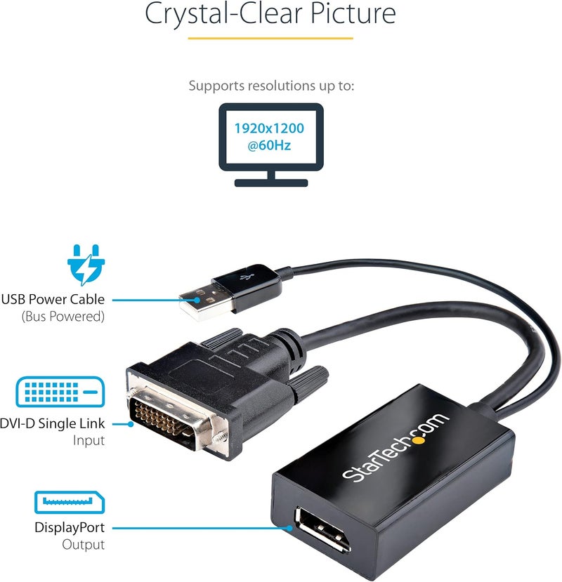 Star Tech .com DVI to DisplayPort Adapter with USB Power - DVI-D to DP Video Adapter - DVI to Display - Image 4