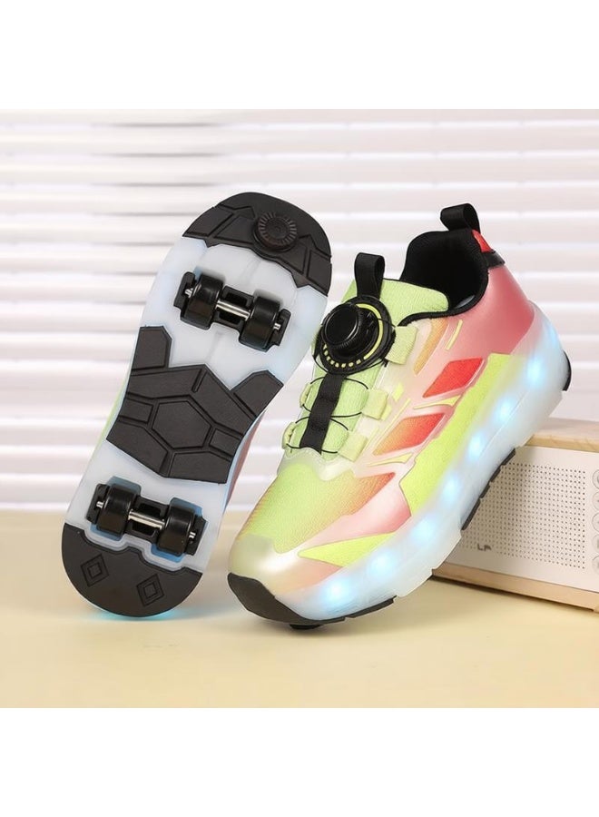 Loquat Roller Skates Shoes 4 Wheels for Kids New Upgraded Roller Shoes LED Light Up Flashing Sneaker Roller Skate Shoes for Boys Girls Beginner More Balanced - Image 1