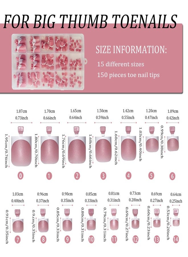 HerMia Summer Beach Women Press On Toe Nails, French Berry Pink Fake Toenails for Matching Slippers, 150pcs Square Pre-Designed Soft Gel Thick Toe Nail Tips for Ladies Holiday Beach Trip - Image 2