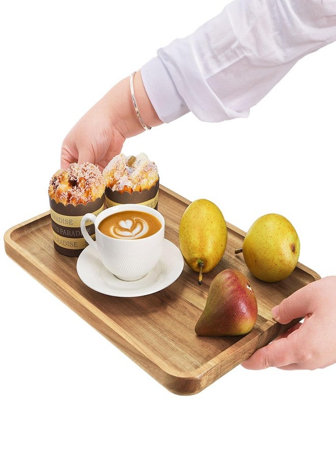 YOUEON Set of 2 Acacia Wood Serving Tray with Raised Edge, 14.2 x 9.5 Inch Rectangular Serving Tray, Appetizer Cheese Plate, Sandwich Dessert Trays, Wood Plates for Food, Coffee, Fruit, Cookie - Image 5