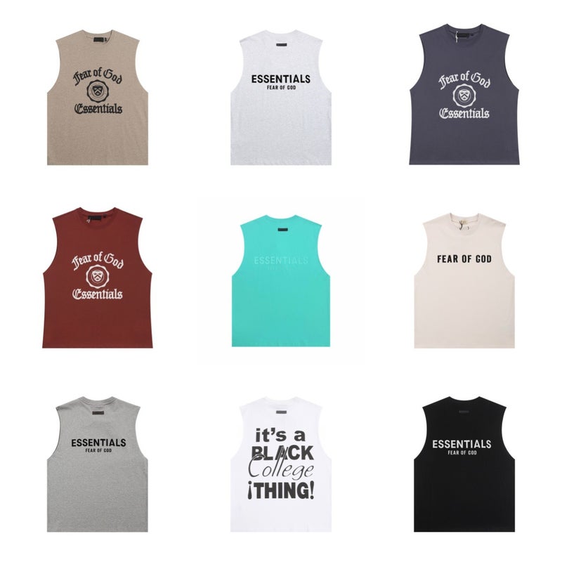 Fog Essentials Collection Silicone Flocked Letters High Street Summer Casual Vest Undershirt For Men And Women - Image 2