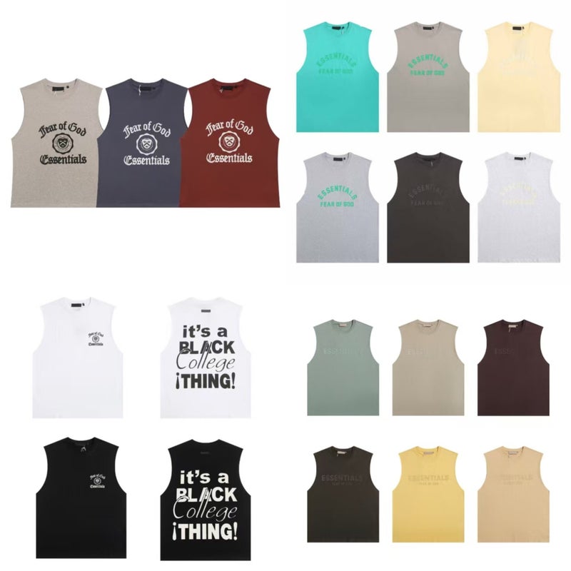 Fog Essentials Collection Silicone Flocked Letters High Street Summer Casual Vest Undershirt For Men And Women - Image 3