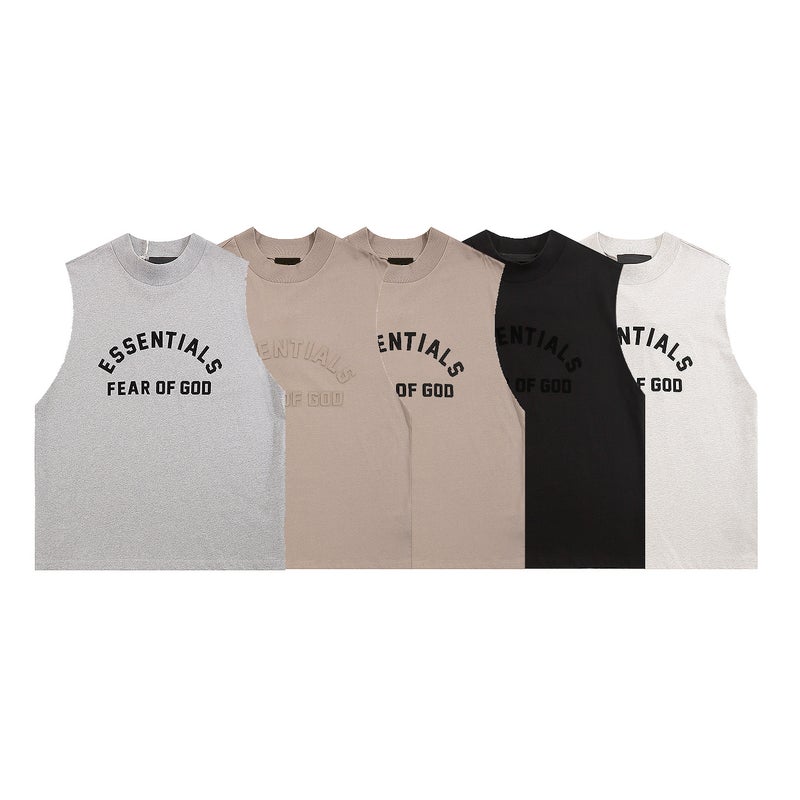 Fog Essentials Collection Silicone Flocked Letters High Street Summer Casual Vest Undershirt For Men And Women - Image 5