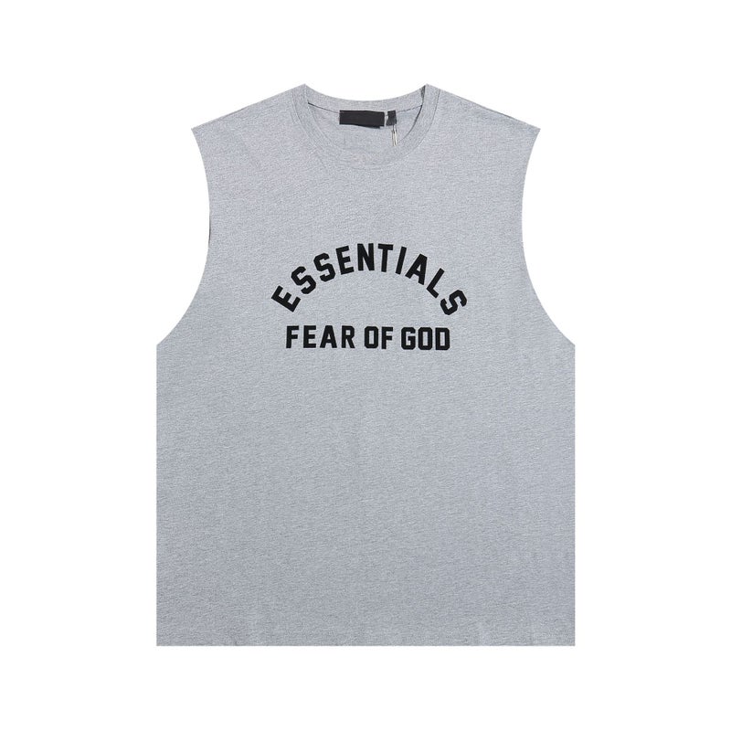 Fog Essentials Collection Silicone Flocked Letters High Street Summer Casual Vest Undershirt For Men And Women - Image 1