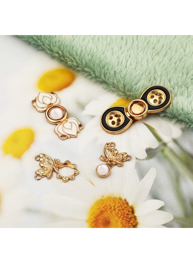 KINBOM 3 Sets Waist Tightener Clip Metal Adjustable Waist Buckle For Women Pearl Floral Sewing Jean Buttons Pins Stylish Waist Adjuster Clips For Dresses Pants Jeans Sleeves (3 Styles) - Image 3