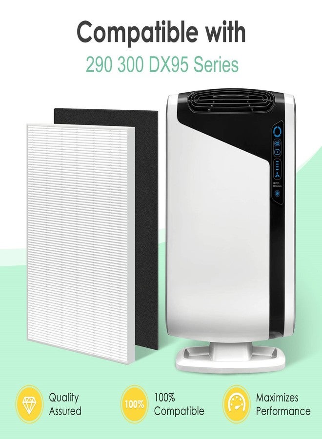 HSIAMEN Filters Set Compatible with Fellowes AeraMax 300 True HEPA Filter Replacement for Air Purifier Aera-Max 290 DX95 AP-300PH HF-300, Part# 9287201, Includes 2 True HEPA & 6 Extra Carbon Pre-Filter - Image 2