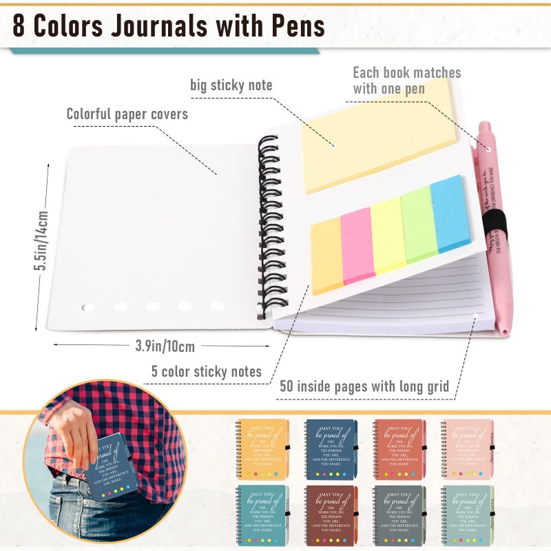 Resurhang 48 Pcs/24 Set Valentines Employee Appreciation Gift for Coworkers Staff Teacher Positive A6 Spiral Journal Notebook with Pen Office for Team Group(Fresh Color,May You) - Image 2