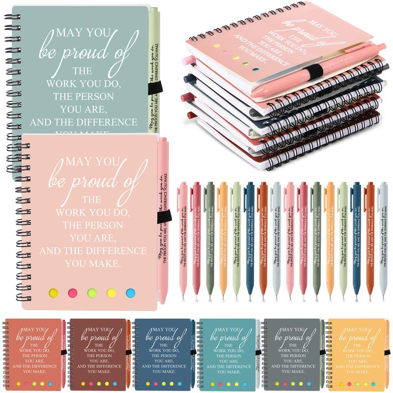 Resurhang 48 Pcs/24 Set Valentines Employee Appreciation Gift for Coworkers Staff Teacher Positive A6 Spiral Journal Notebook with Pen Office for Team Group(Fresh Color,May You) - Image 1