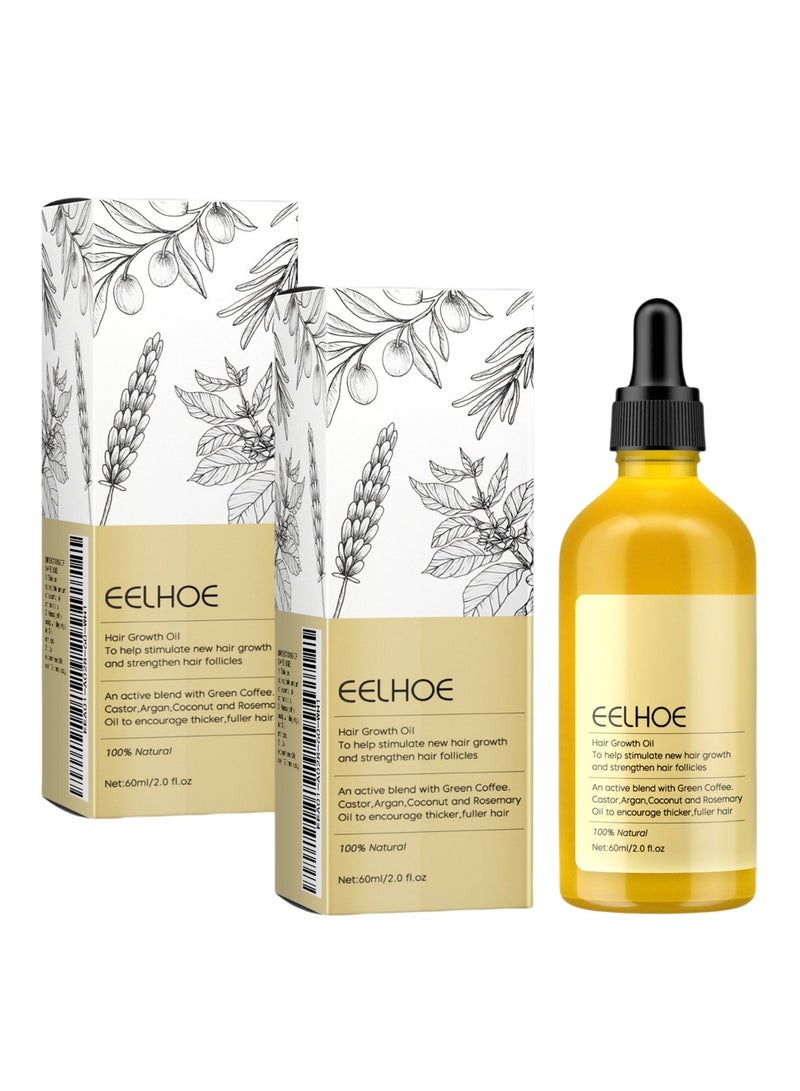 EELHOE 2-PACK Rosemary Hair Oil, Prevents Hair Loss, Nourishes Scalp And Repairs Damaged Hair 60ml*2 - Image 1
