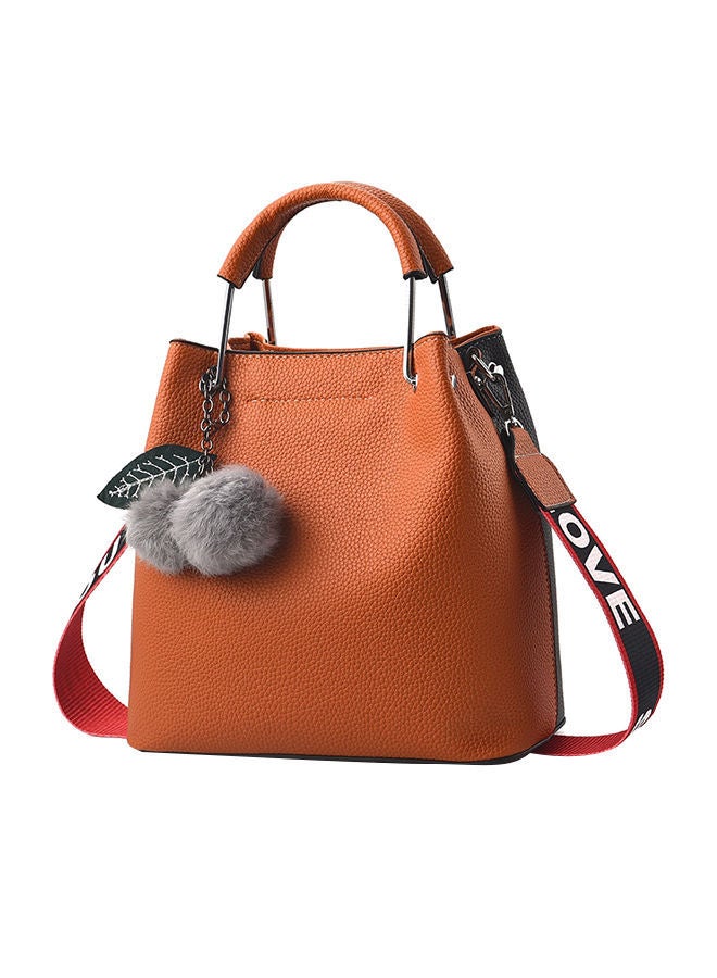 NIBEMINENT Casual Detachable Strap Shopper Tote Brown