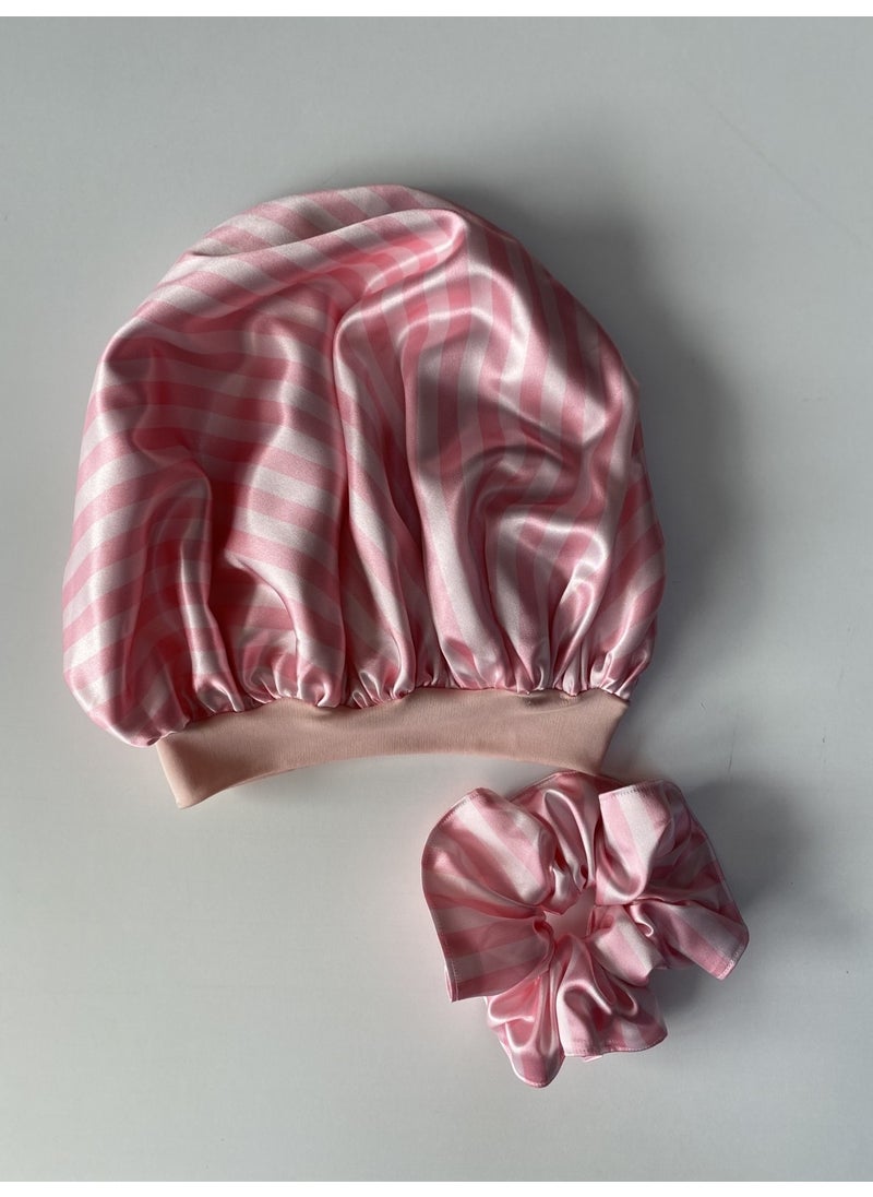 Pistore Powder Satin Bonnet and Buckle Set for Curly Hair 