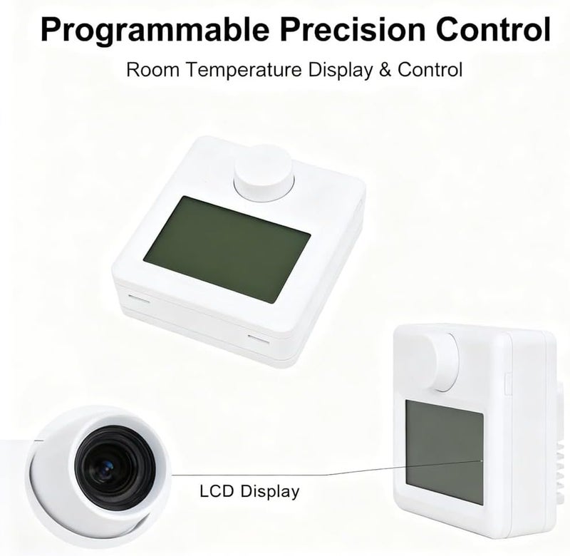 جهاز تحكم في درجة الحرارة رقمي بشاشة عرض LCD، قابل للبرمجة، يعمل بالبطارية، يتميز بحساسية عالية وسهولة في القراءة، مناسب للاستخدام في المنازل. - Image 2
