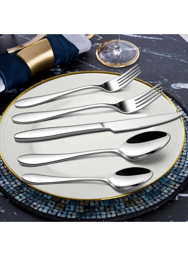 LIANYU 60 Piece Silverware Flatware Set for 12, Stainless Steel Home Kitchen Hotel Restaurant Cutlery Set, Eating Utensils, Mirror Finished, Dishwasher Safe - Image 5