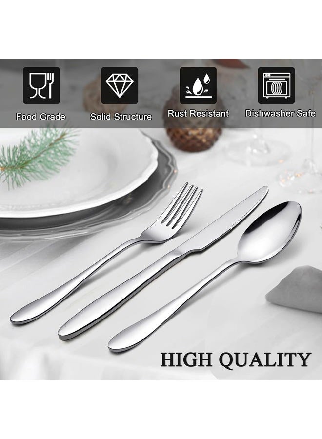 LIANYU 60 Piece Silverware Flatware Set for 12, Stainless Steel Home Kitchen Hotel Restaurant Cutlery Set, Eating Utensils, Mirror Finished, Dishwasher Safe - Image 2
