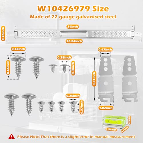IWIWE W10426979 24 Dishwasher Undermount Bracket Kit Fits WhirlpoolKitchenAidMaytag 24 Inch Standard Replaces AH3632890EA3632890PS36328902311792 for Granite Quartz Countertops w Column Level - Image 3