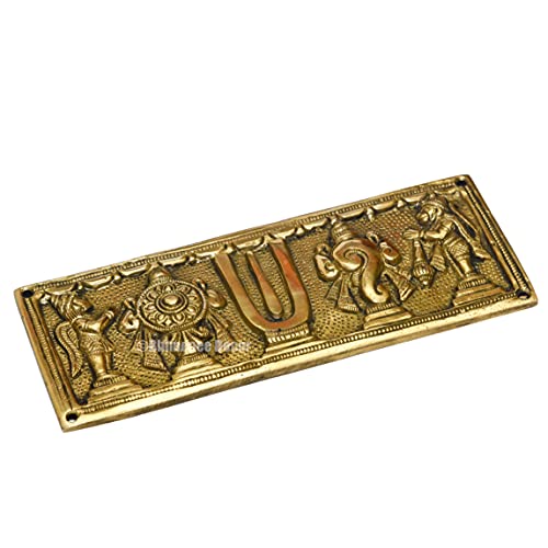 Bhimonee Decor by Modern Gift Centre | Pure Brass Shanku Chakra Hanging Wallplate with Garuda and Hanuman | 8 x 3 Inches | 600gm Weight | Spiritual Wall Decor for Home, Temple, Office - Image 5