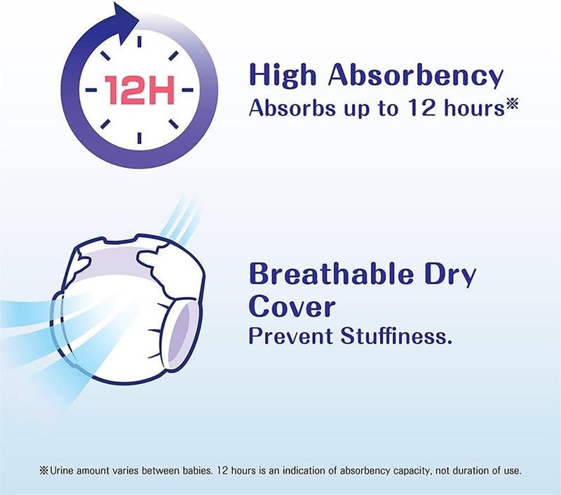 Moony Baby Diapers for Newborns 152 Count 2 Packs of 76  Made in Japan Soft on Tummy Wetness Indicator Gentle Materials Parallel Import - Image 3