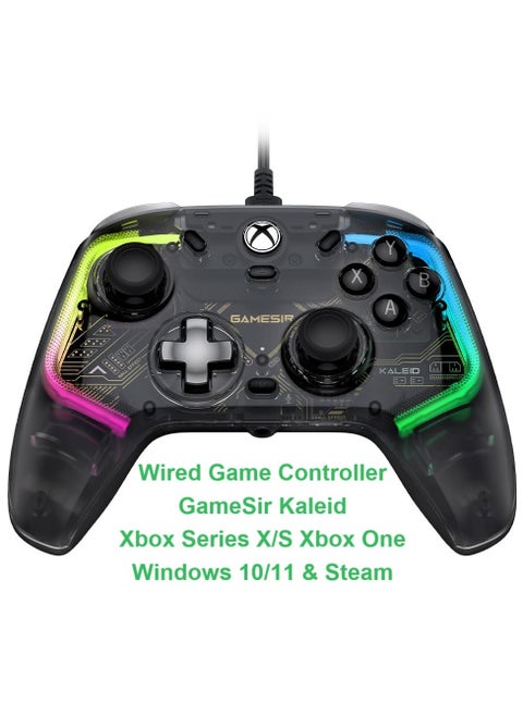 Gamepad GameSir Kaleid Wired Game Controller for Xbox Series X/S, Xbox One, Windows 10/11 & Steam, Plug and Play Gaming Gamepad, Transparent Video with Hall Effect Joysticks/Hall Trigger