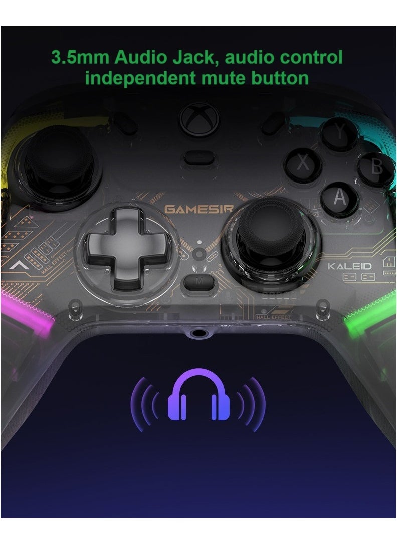 Gamepad GameSir Kaleid Wired Game Controller for Xbox Series X/S, Xbox One, Windows 10/11 & Steam, Plug and Play Gaming Gamepad, Transparent Video with Hall Effect Joysticks/Hall Trigger